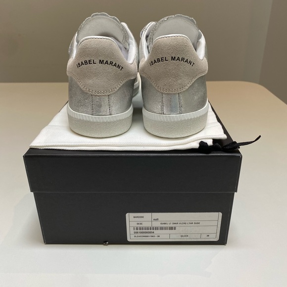 Isabel Marant Beth Sneaker in Metallic Silver Leather sz 38 New in Box - Picture 6 of 7